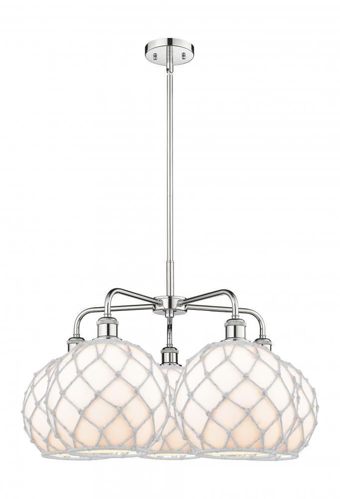 Farmhouse Rope - 5 Light - 29 inch - Polished Chrome - Stem hung - Chandelier