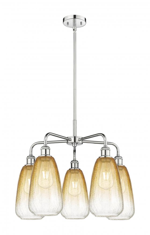 Brookhaven Almond - 5 Light - 25 inch - Polished Chrome - Stem hung - Chandelier