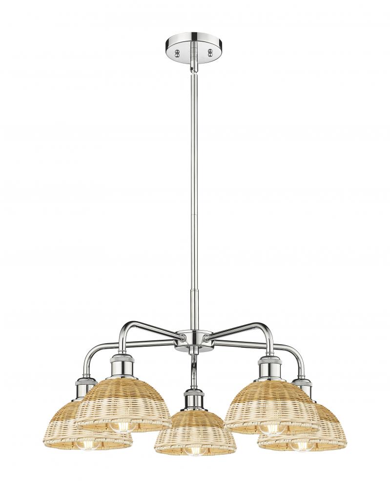 Bristol Natural II - 5 Light - 26 inch - Polished Chrome - Stem hung - Chandelier