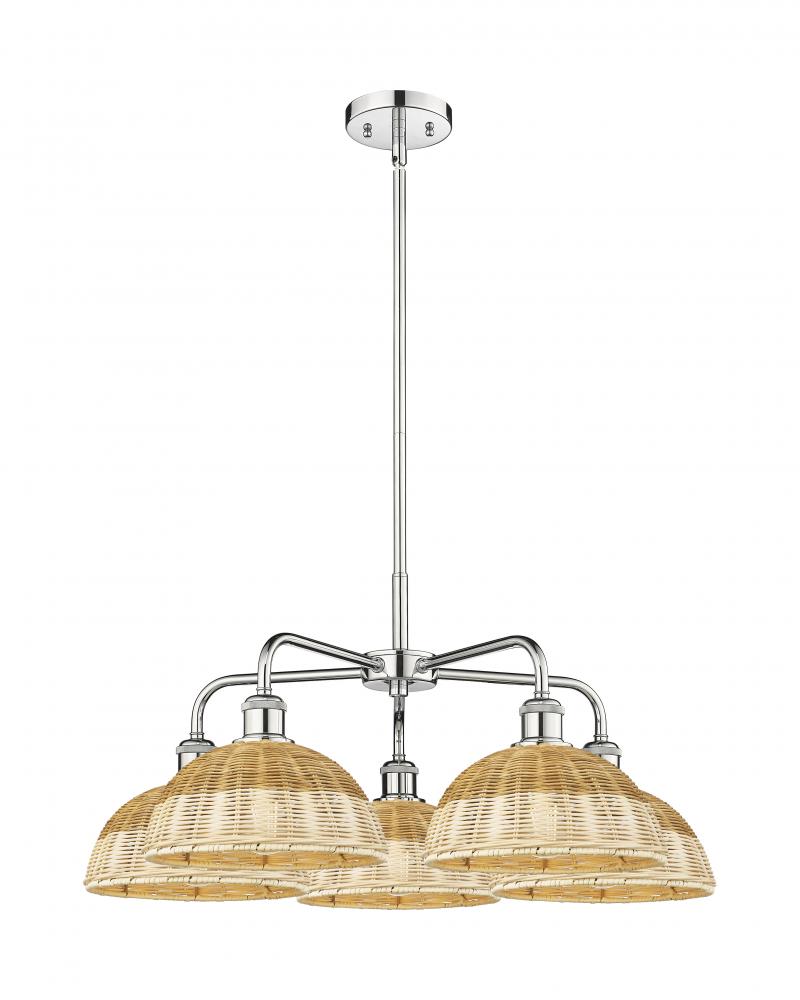 Bristol Natural II - 5 Light - 28 inch - Polished Chrome - Stem hung - Chandelier