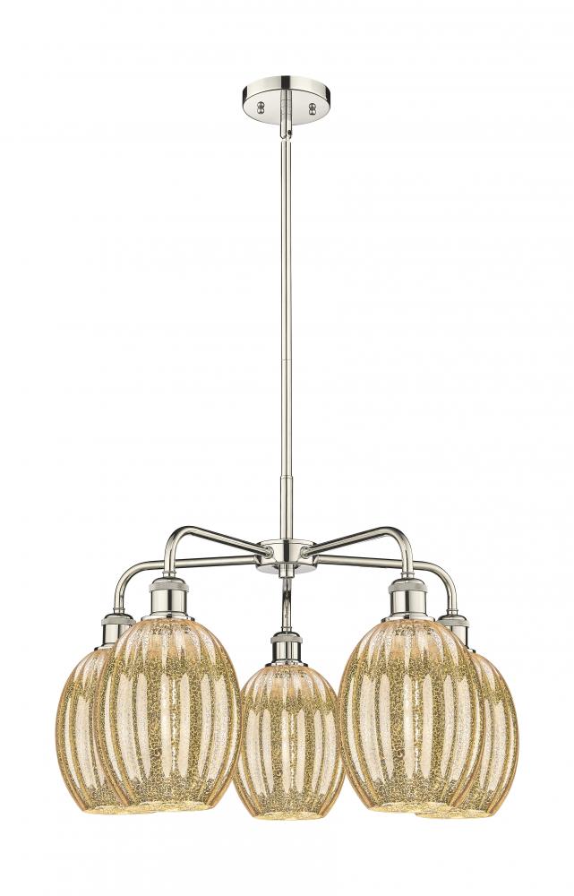 Preston Bulb - 5 Light - 25 inch - Polished Nickel - Stem hung - Chandelier
