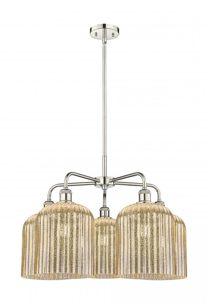 Bridal Veil - 5 Light - 23 inch - Polished Nickel - Chandelier