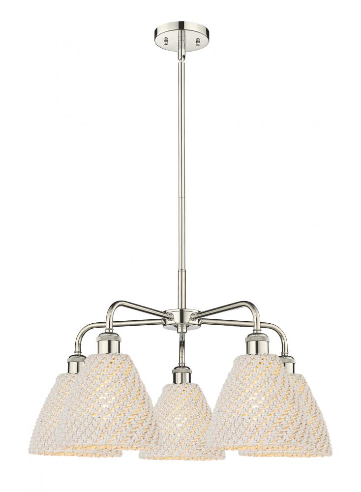 Bristol Natural - 5 Light - 26 inch - Polished Nickel - Stem hung - Chandelier