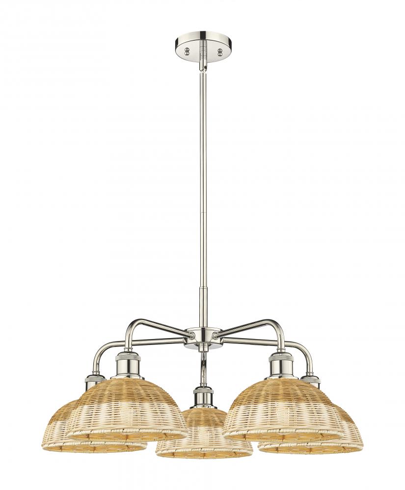 Bristol Natural II - 5 Light - 28 inch - Polished Nickel - Stem hung - Chandelier