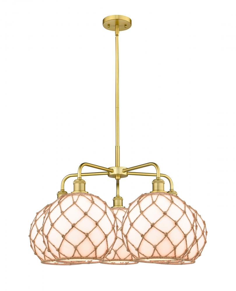 Farmhouse Rope - 5 Light - 29 inch - Satin Gold - Stem hung - Chandelier
