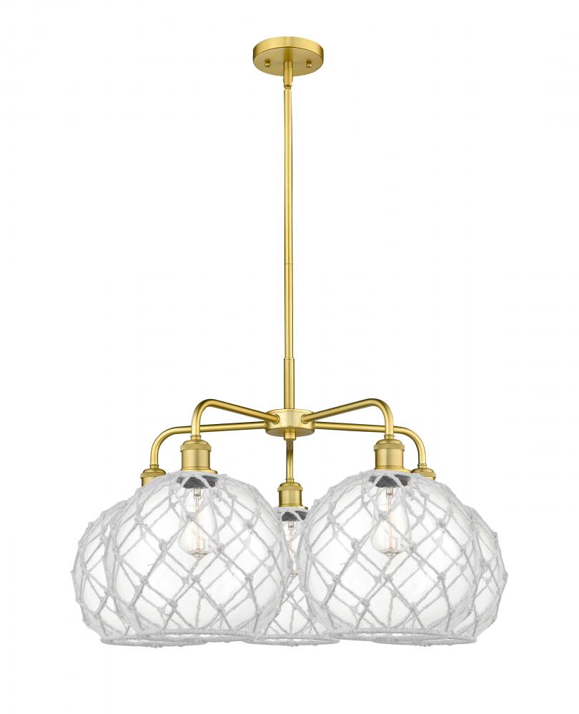 Farmhouse Rope - 5 Light - 29 inch - Satin Gold - Stem hung - Chandelier