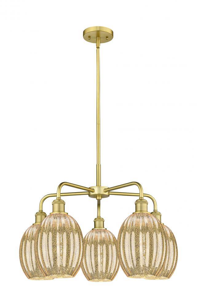 Preston Bulb - 5 Light - 25 inch - Satin Gold - Stem hung - Chandelier