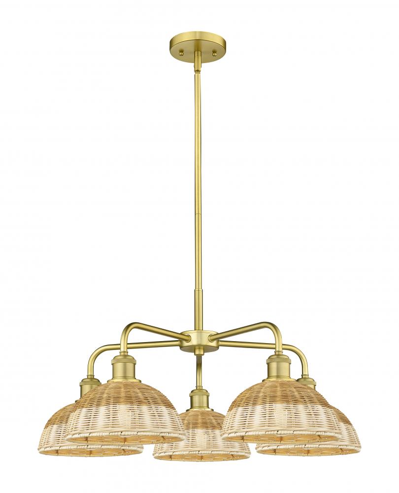 Bristol Natural II - 5 Light - 28 inch - Satin Gold - Stem hung - Chandelier