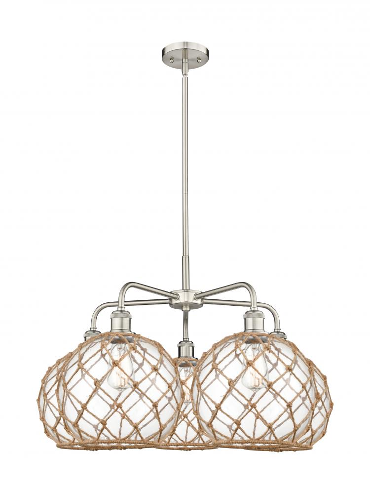 Farmhouse Rope - 5 Light - 29 inch - Satin Nickel - Stem hung - Chandelier