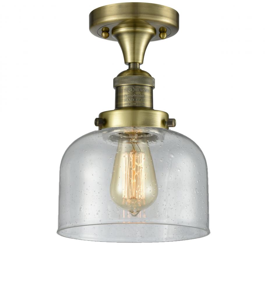 Bell - 1 Light - 8 inch - Antique Brass - Semi-Flush Mount