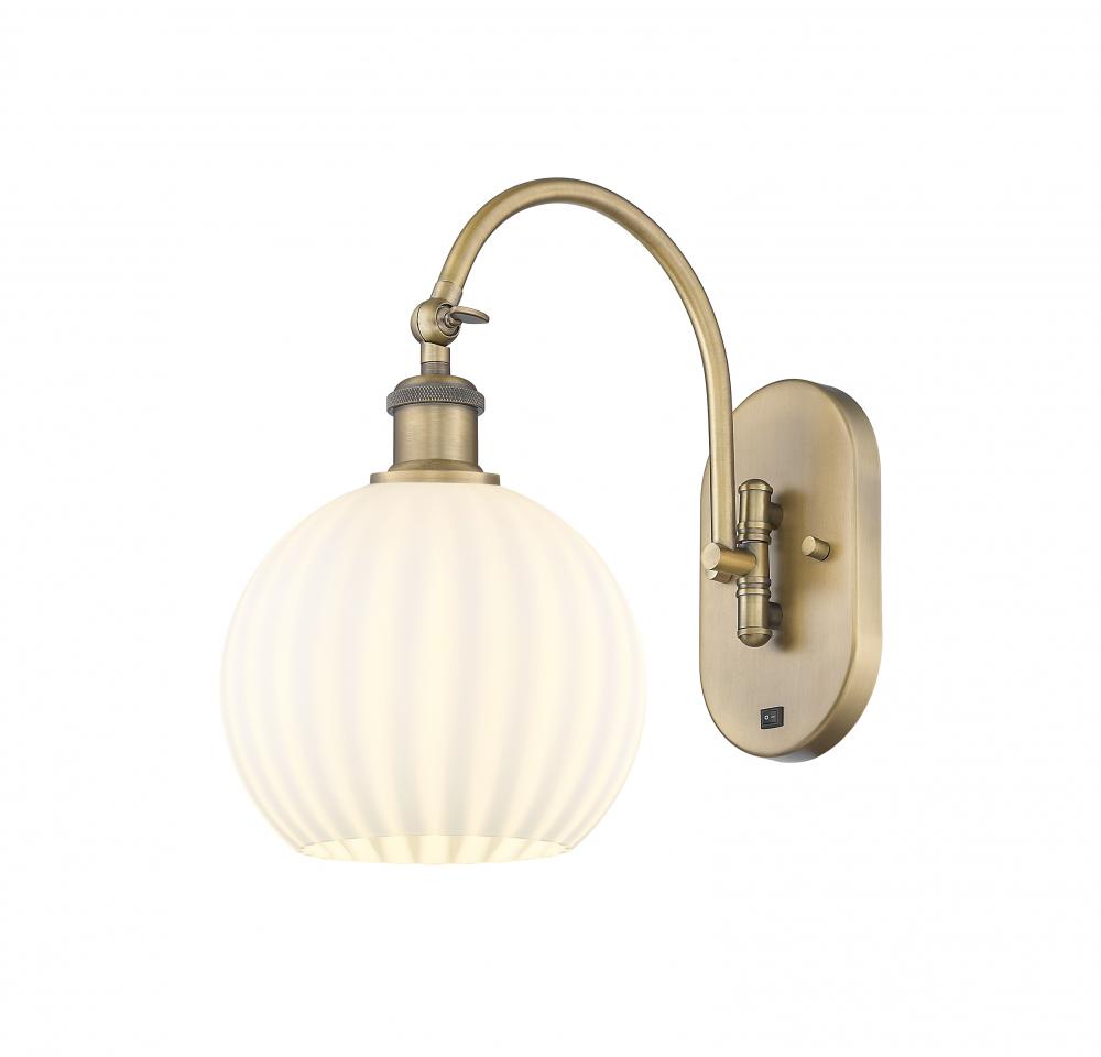White Venetian - 1 Light - 8 inch - Brushed Brass - Adjustable Swing Arm