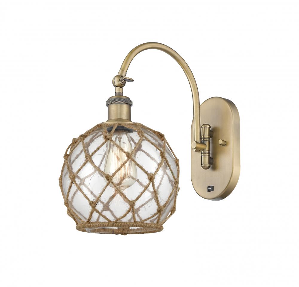Farmhouse Rope - 1 Light - 8 inch - Brushed Brass - Adjustable Swing Arm