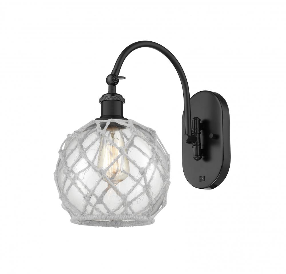 Farmhouse Rope - 1 Light - 8 inch - Matte Black - Adjustable Swing Arm