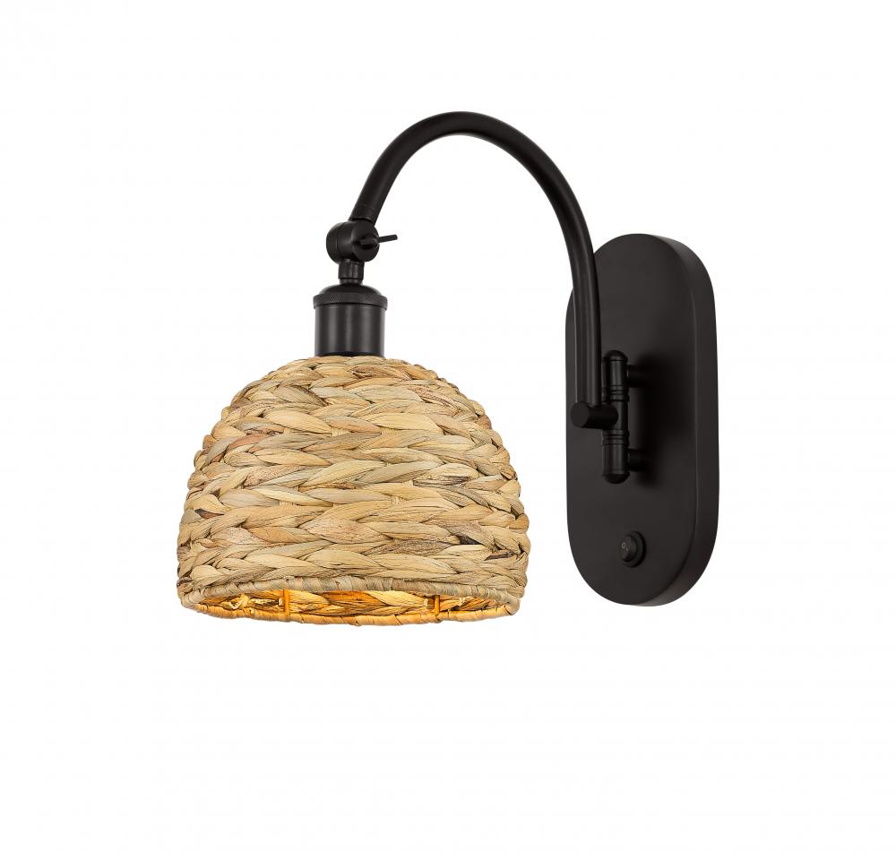 Woven Rattan - 1 Light - 8 inch - Oil Rubbed Bronze - Adjustable Swing Arm