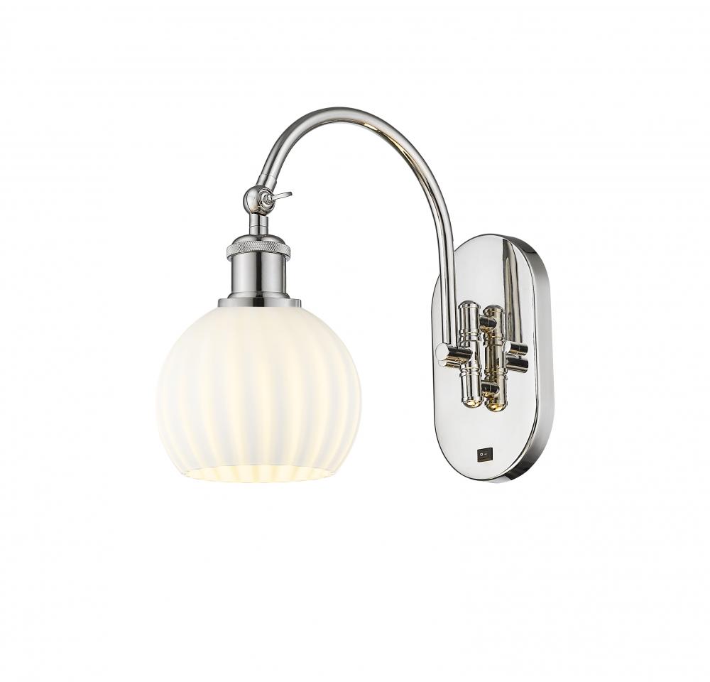 White Venetian - 1 Light - 6 inch - Polished Nickel - Adjustable Swing Arm