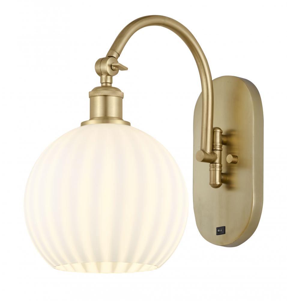 White Venetian - 1 Light - 8 inch - Satin Gold - Adjustable Swing Arm