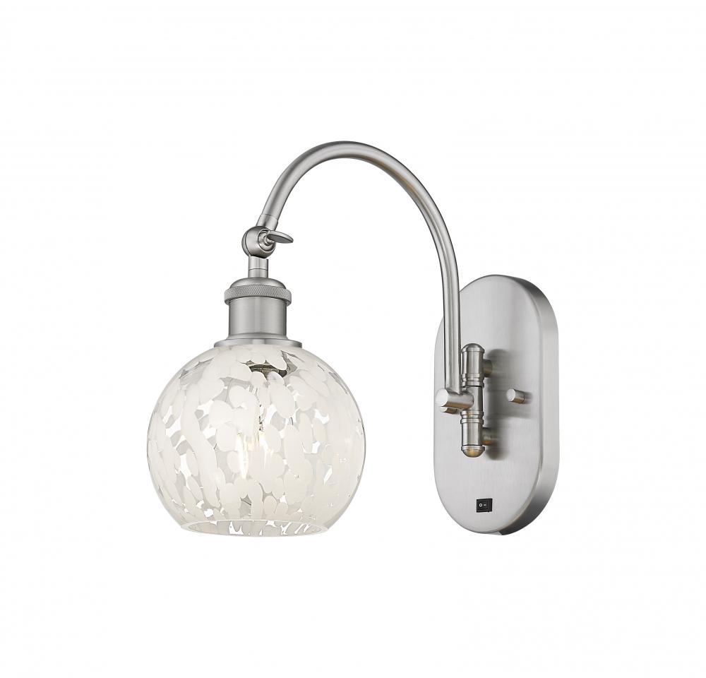 White Mouchette - 1 Light - 6 inch - Brushed Satin Nickel - Adjustable Swing Arm