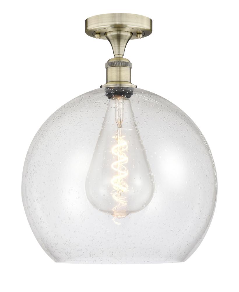 Athens - 1 Light - 14 inch - Antique Brass - Semi-Flush Mount