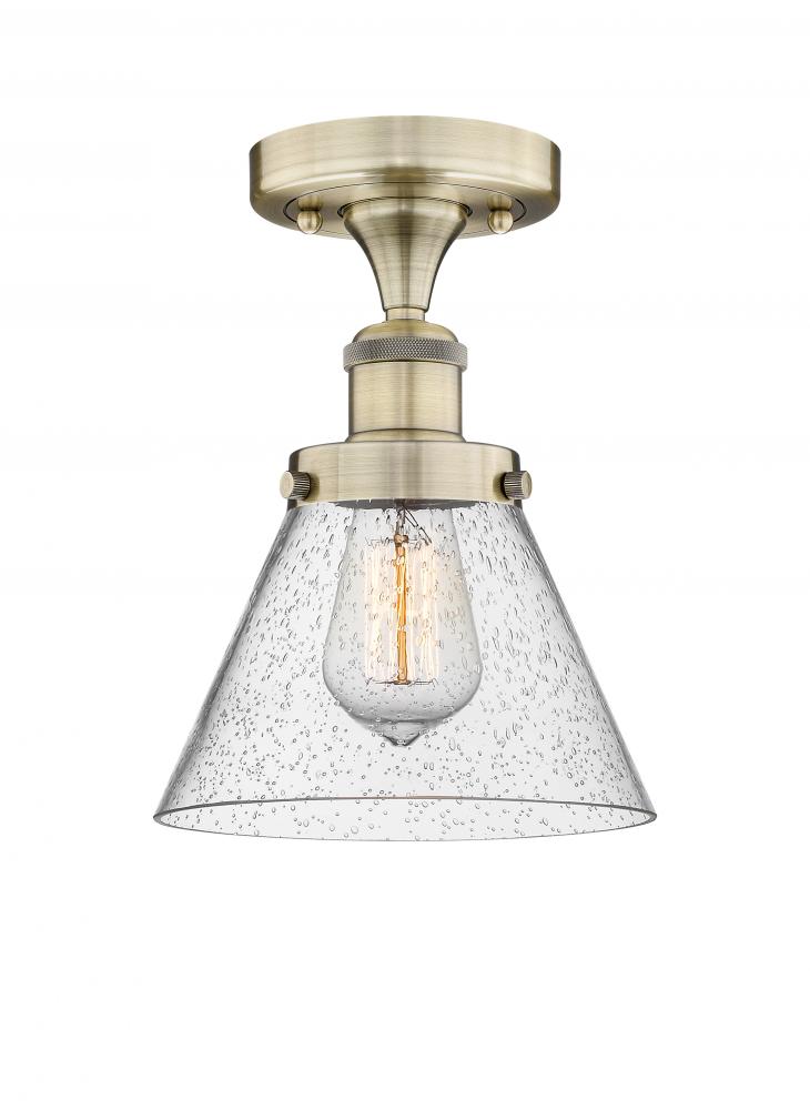 Cone - 1 Light - 8 inch - Antique Brass - Semi-Flush Mount