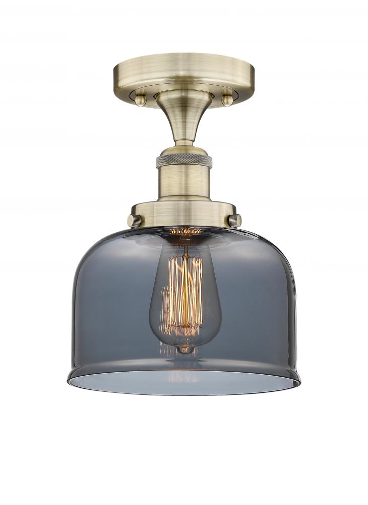 Bell - 1 Light - 8 inch - Antique Brass - Semi-Flush Mount