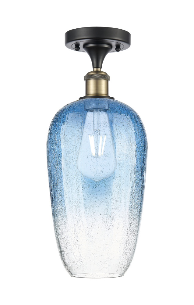 Brookhaven Flute - 1 Light - 7 inch - Black Antique Brass - Semi-Flush Mount