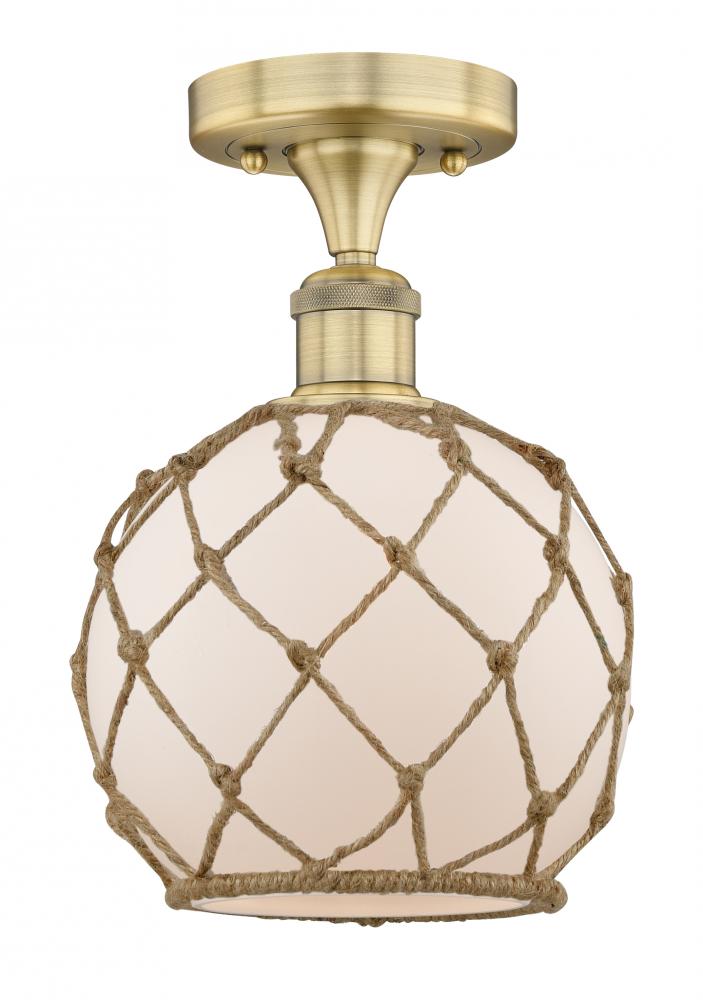 Farmhouse Rope - 1 Light - 8 inch - Brushed Brass - Semi-Flush Mount