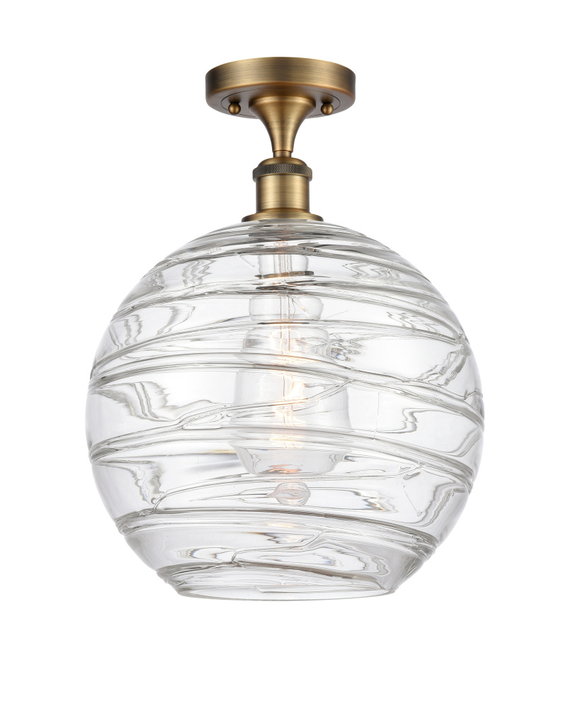 Athens Deco Swirl - 1 Light - 12 inch - Brushed Brass - Semi-Flush Mount