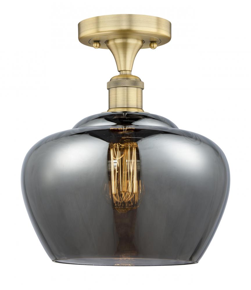 Fenton - 1 Light - 11 inch - Brushed Brass - Semi-Flush Mount