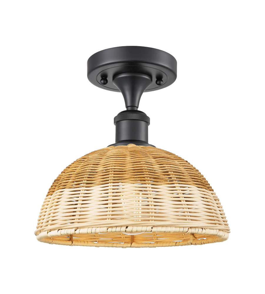 Bristol Natural II - 1 Light - 9 inch - Matte Black - Semi-Flush Mount