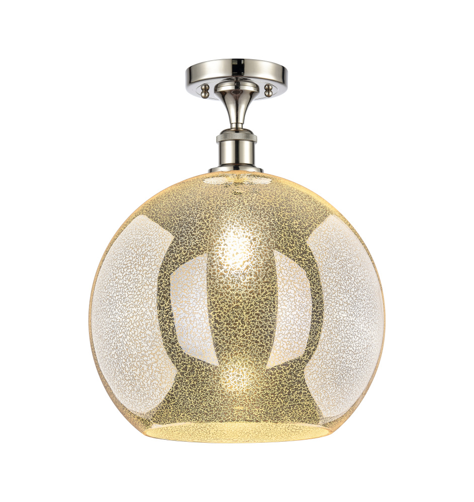 Athens - 1 Light - 14 inch - Polished Nickel - Semi-Flush Mount