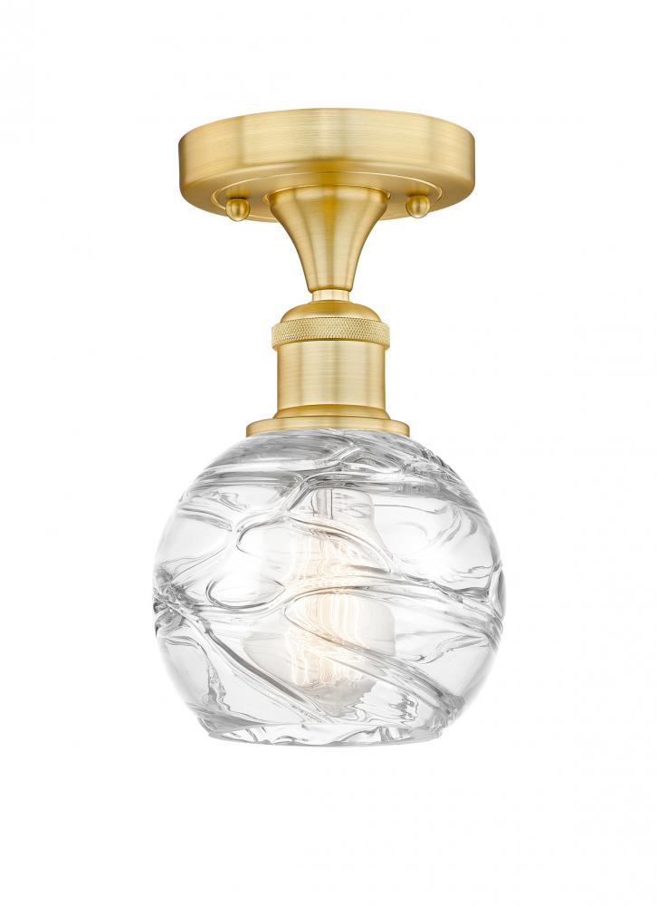 Athens Deco Swirl - 1 Light - 6 inch - Satin Gold - Semi-Flush Mount