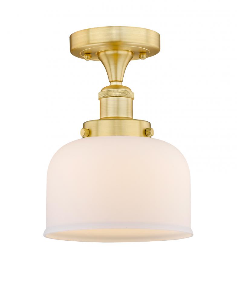 Bell - 1 Light - 8 inch - Satin Gold - Semi-Flush Mount