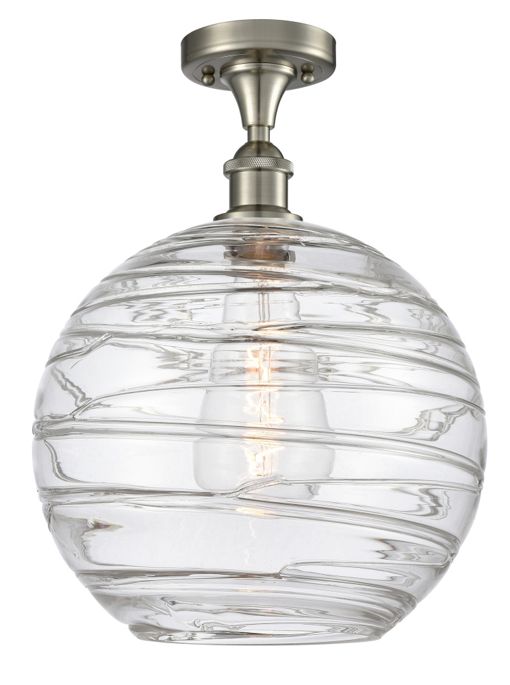 Athens Deco Swirl - 1 Light - 12 inch - Brushed Satin Nickel - Semi-Flush Mount