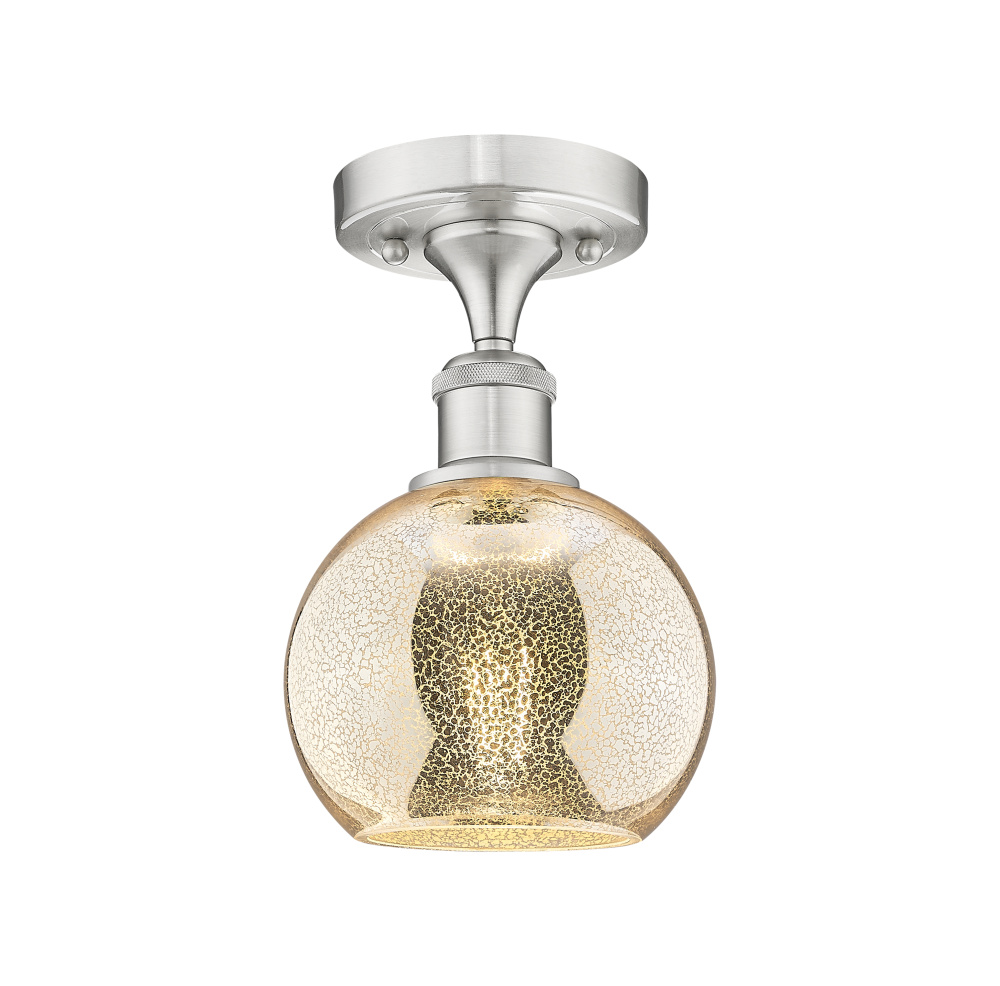 Athens - 1 Light - 6 inch - Brushed Satin Nickel - Semi-Flush Mount