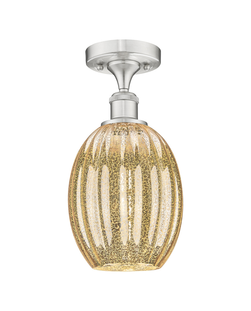 Preston Bulb - 1 Light - 6 inch - Brushed Satin Nickel - Semi-Flush Mount