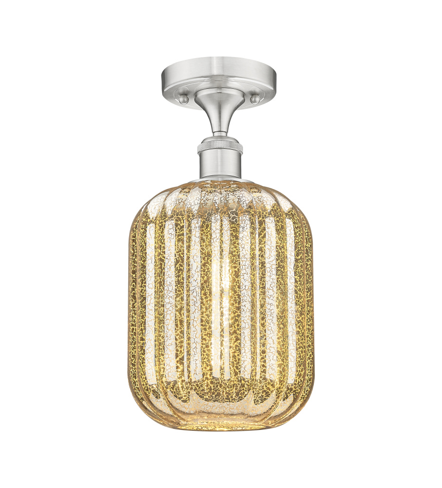 Preston Cylinder - 1 Light - 7 inch - Brushed Satin Nickel - Semi-Flush Mount