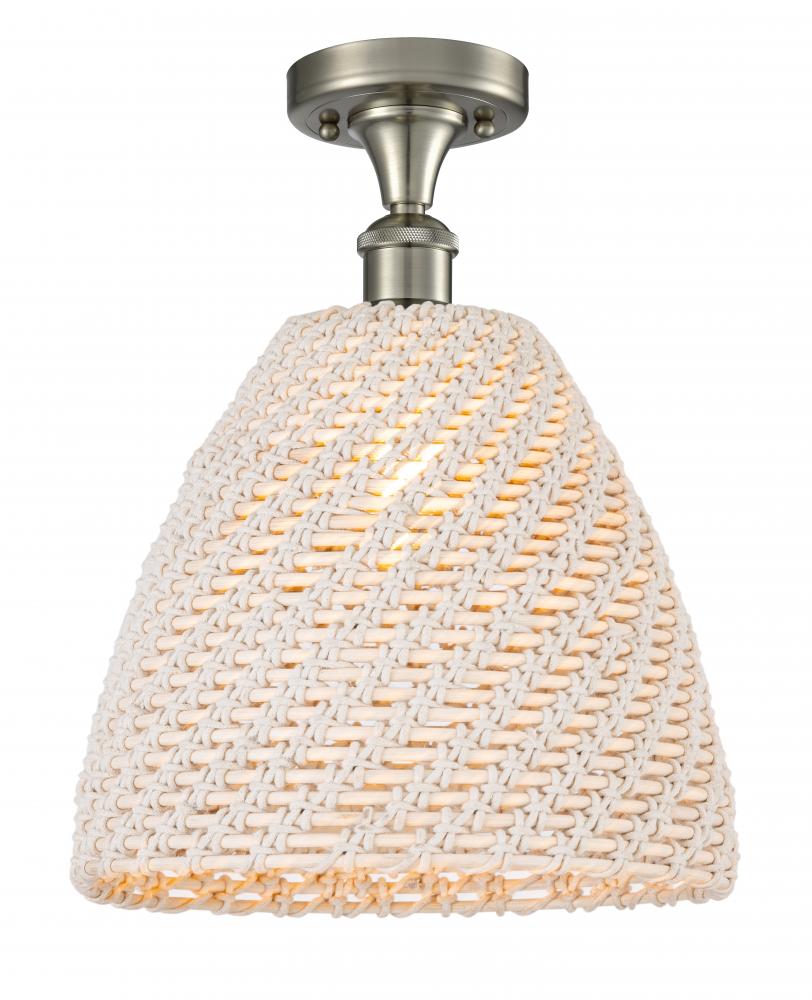 Bristol Natural - 1 Light - 6 inch - Brushed Satin Nickel - Semi-Flush Mount