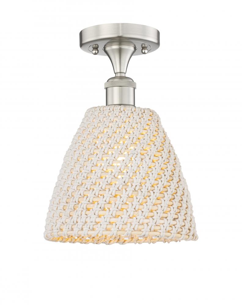 Bristol Natural - 1 Light - 9 inch - Brushed Satin Nickel - Semi-Flush Mount