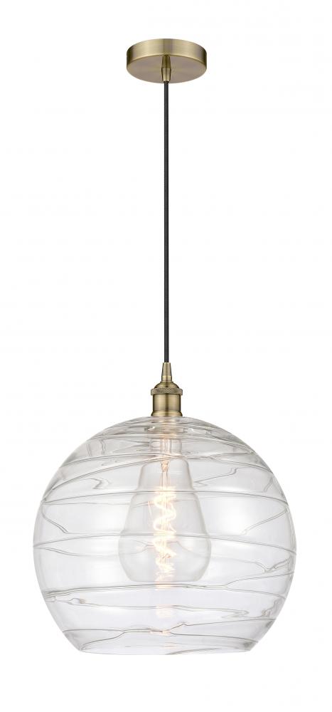 Athens Deco Swirl - 1 Light - 14 inch - Antique Brass - Cord hung - Mini Pendant