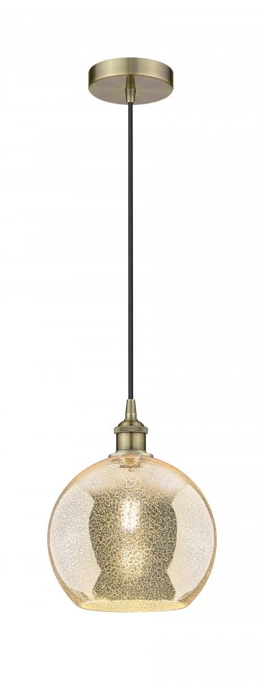 Athens - 1 Light - 10 inch - Antique Brass - Cord hung - Mini Pendant