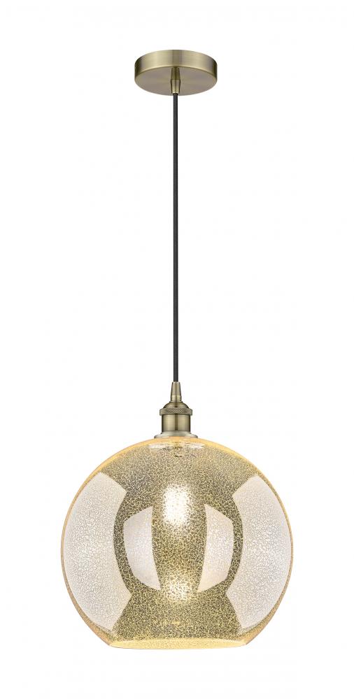 Athens - 1 Light - 12 inch - Antique Brass - Cord hung - Mini Pendant