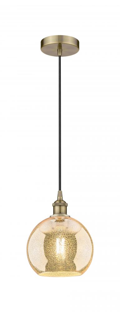 Athens - 1 Light - 8 inch - Antique Brass - Cord hung - Mini Pendant