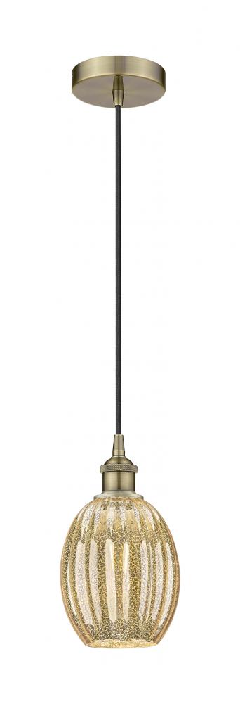 Preston Bulb - 1 Light - 6 inch - Antique Brass - Cord hung - Mini Pendant