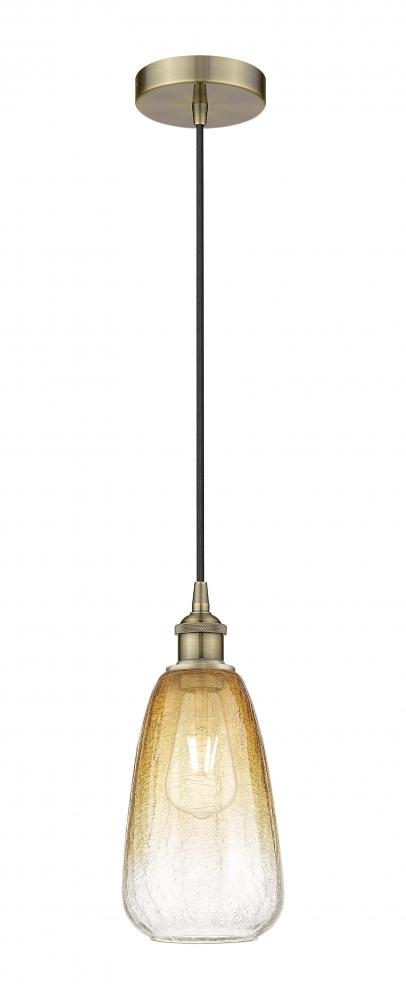 Brookhaven Almond - 1 Light - 6 inch - Antique Brass - Cord hung - Mini Pendant