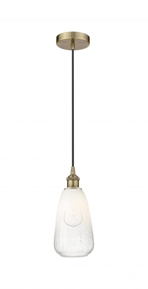 Brookhaven Almond - 1 Light - 6 inch - Antique Brass - Cord hung - Mini Pendant