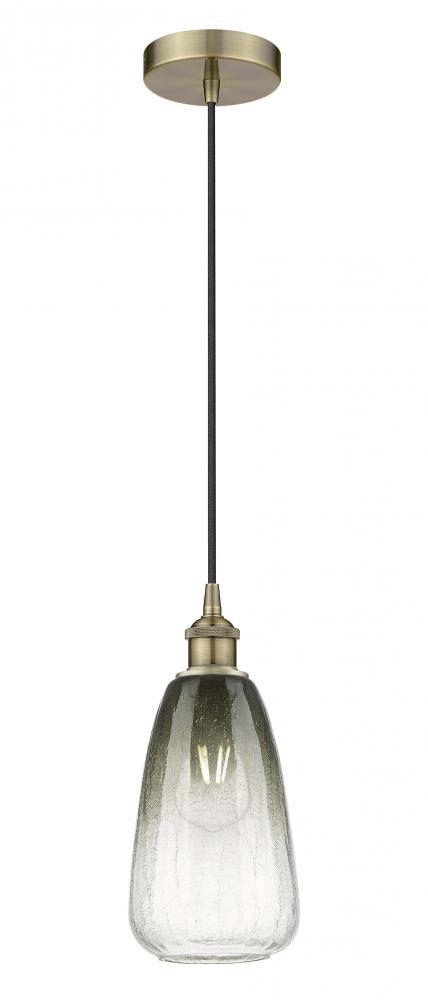 Brookhaven Almond - 1 Light - 6 inch - Antique Brass - Cord hung - Mini Pendant