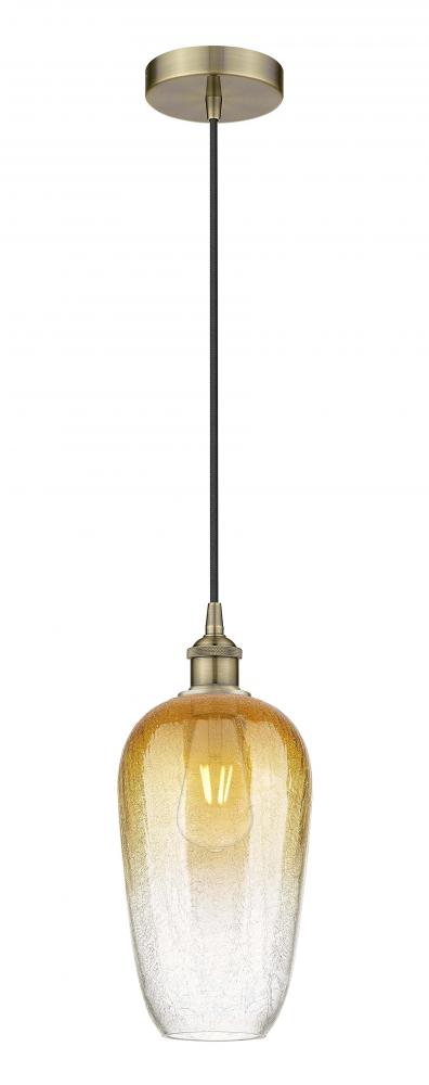 Brookhaven Flute - 1 Light - 7 inch - Antique Brass - Cord hung - Mini Pendant