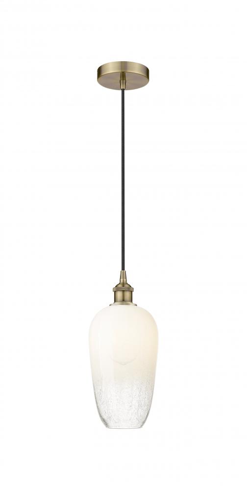 Brookhaven Flute - 1 Light - 7 inch - Antique Brass - Cord hung - Mini Pendant
