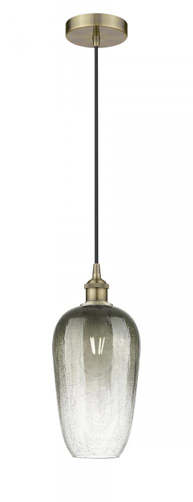 Brookhaven Flute - 1 Light - 7 inch - Antique Brass - Cord hung - Mini Pendant