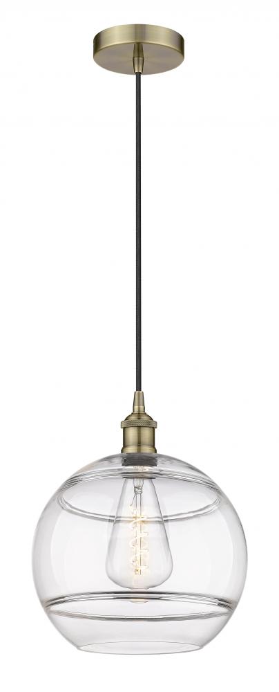 Rochester - 1 Light - 12 inch - Antique Brass - Cord hung - Mini Pendant